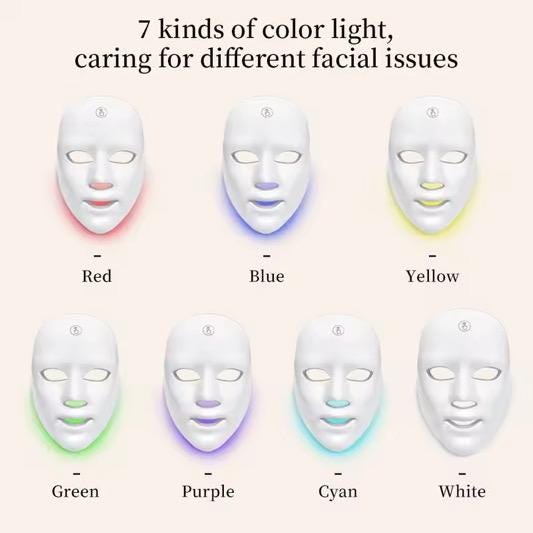 LED Face Mask | 7 Color Light Therapy | At Home Skincare Device | Glow Skin Tool