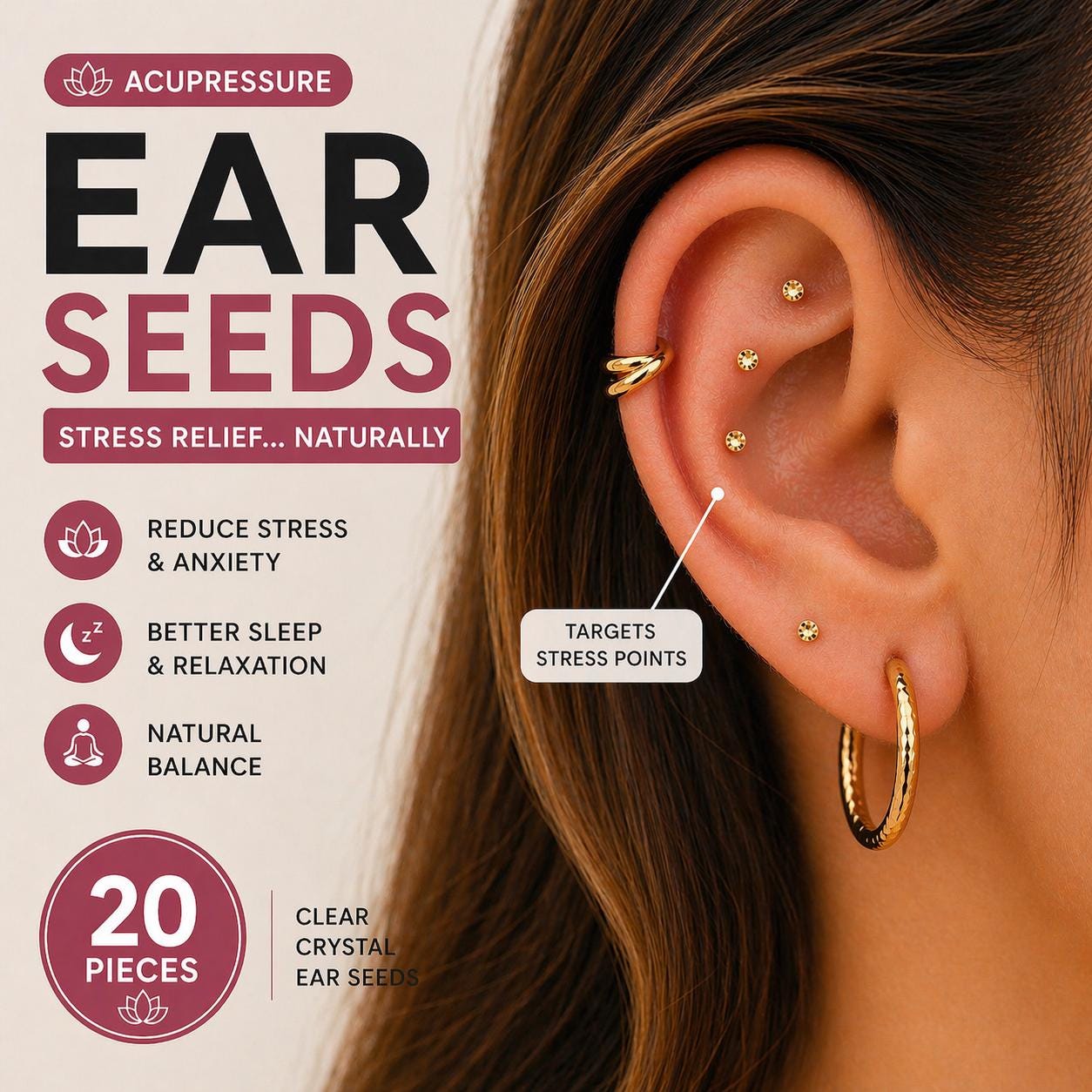 Gold Ear Seeds - Wellness Ear Stickers